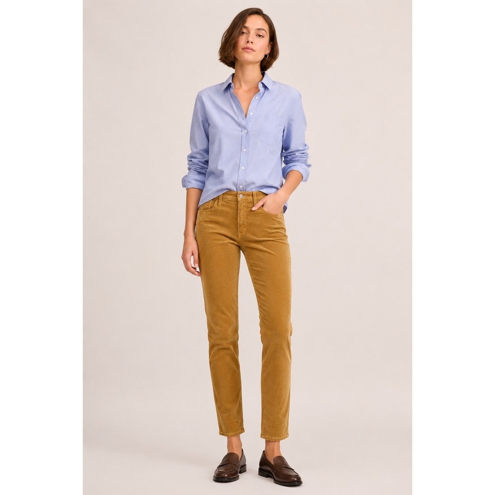 J.Crew Womens Corduroy Pants 31P Tan Gold Straight Leg Stretch Petite Trousers